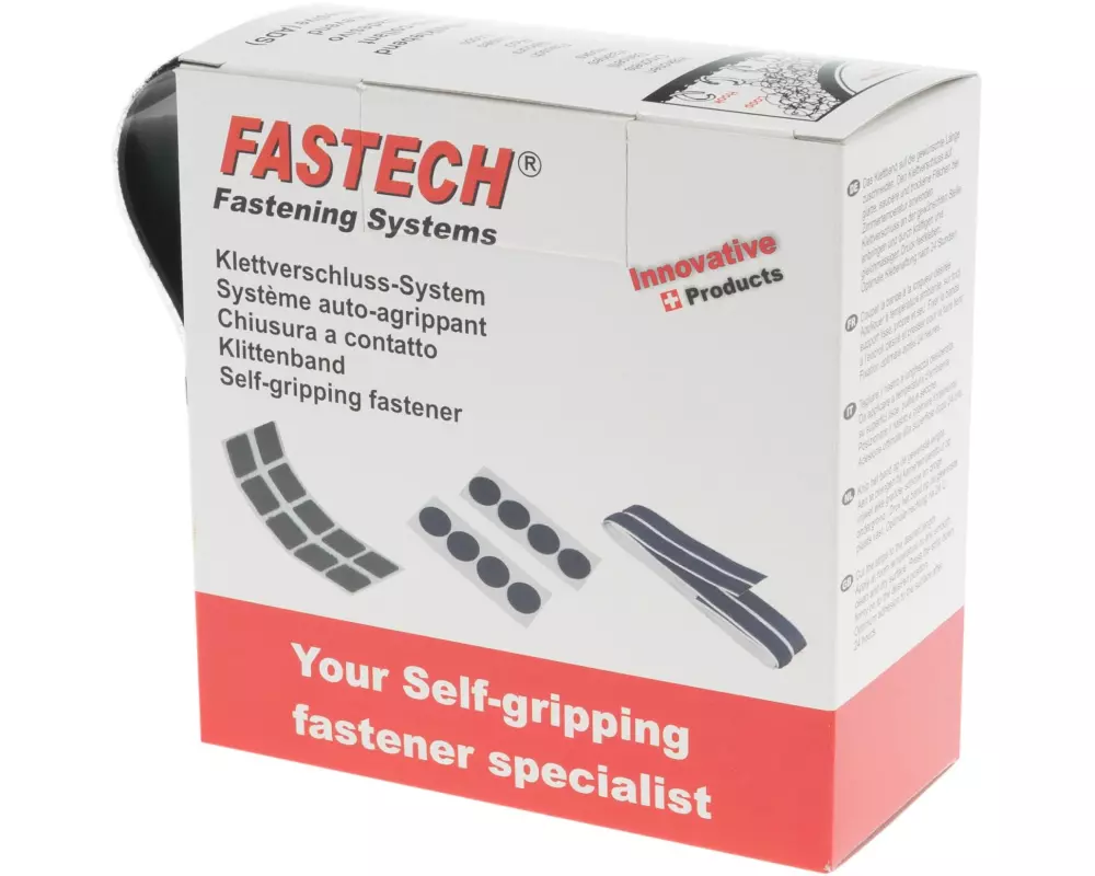 FASTECH Flauschseite Box 50 mm x 5 m selbstklebend, Schwarz