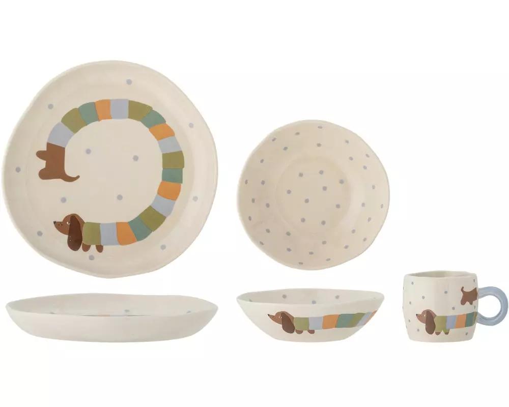 Bloomingville Kindergeschirrset Charlie Blue, Steingut