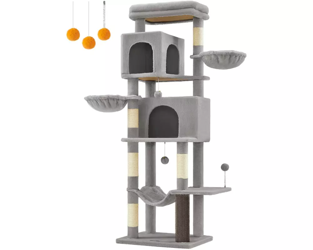 Feandrea Kratzbaum für Wohnungskatzen 178 cm, Taubengrau