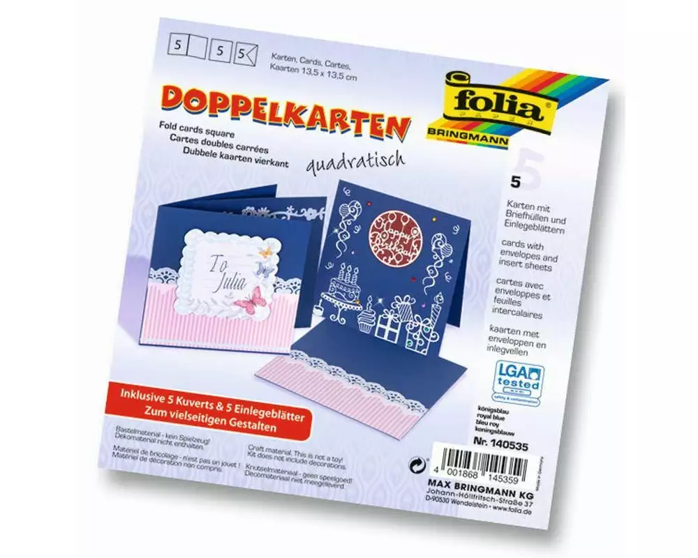 Folia Blankokarte 220 g/m² quadratisch Blau