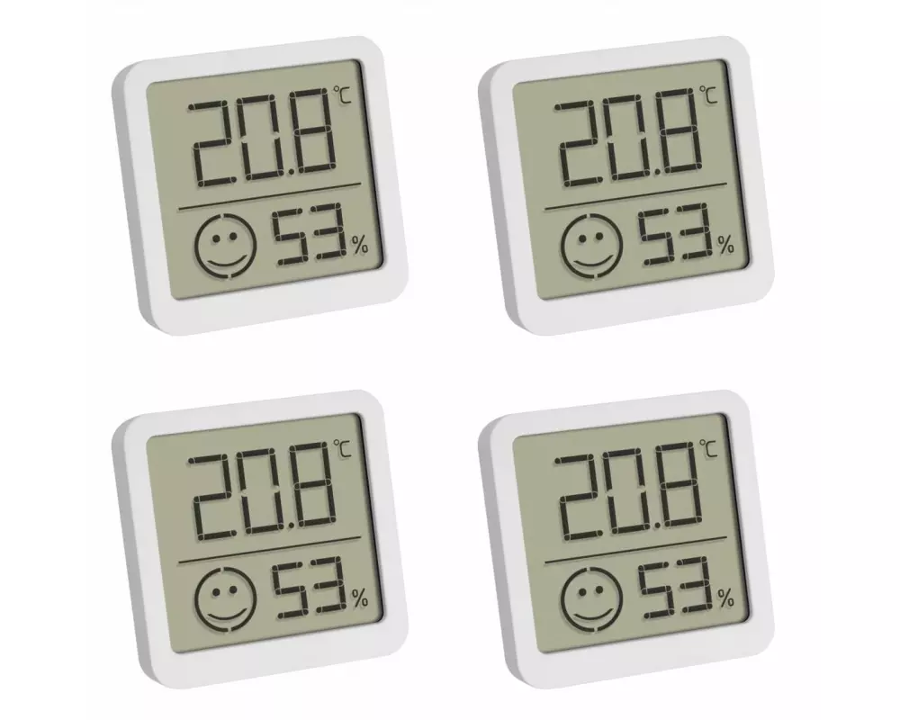 TFA Dostmann Thermo-/Hygrometer Digital, Weiss, 4er Set