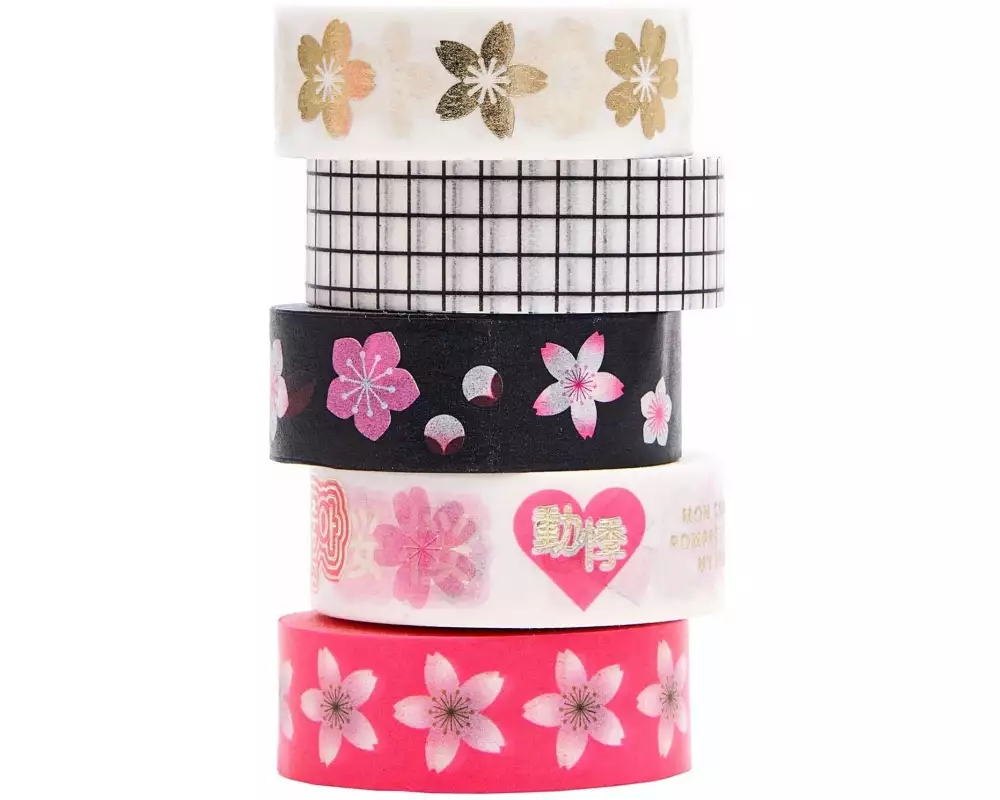 Rico Design Washi Tape Sakura 5 Stück, Mehrfarbig, 10 m