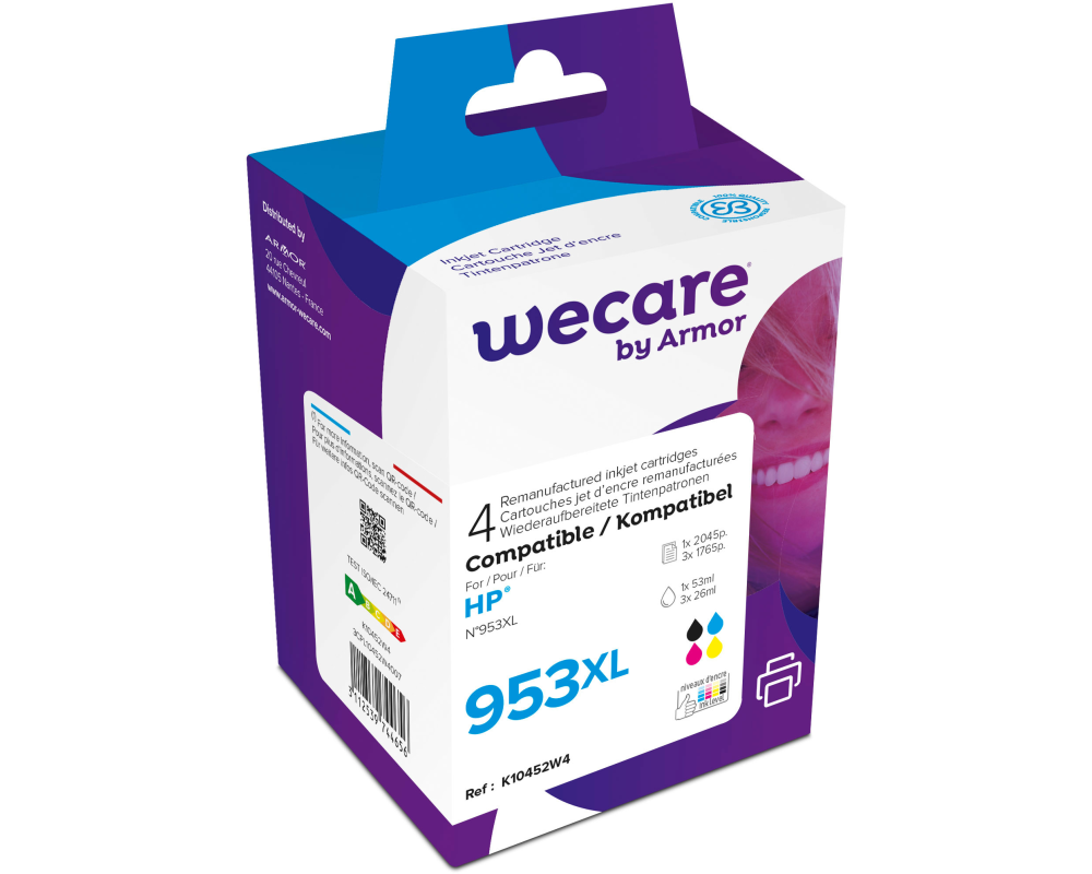 WECARE Tinte 953XL rebuilt CMYBK L0S70AEWE z.HP OJ Pro 8710 53/3x26ml
