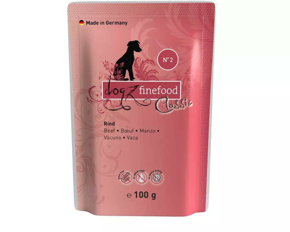 dogz finefood Nassfutter No.02 Rind, 100 g
