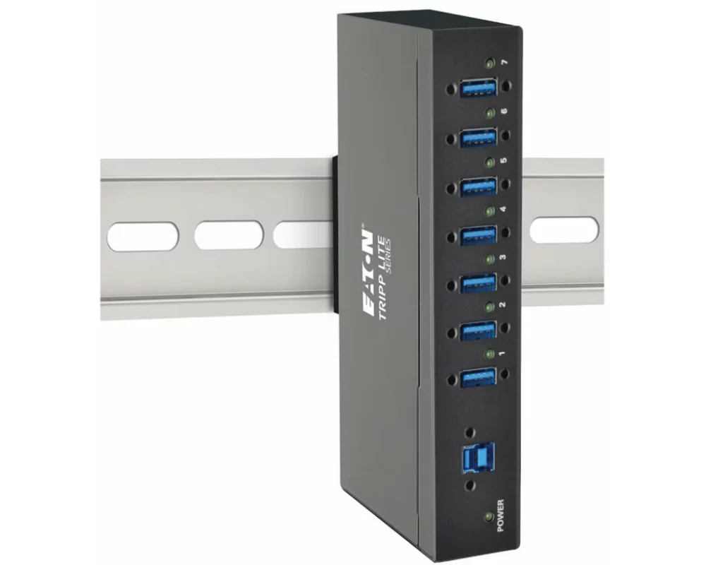 EATON TRIPPLITE 7-Port, Industrial-Grade, USB 3.0, SuperSpeed, Hub, 20kV, ESD, Immunity, Metal, Housing, Mountable