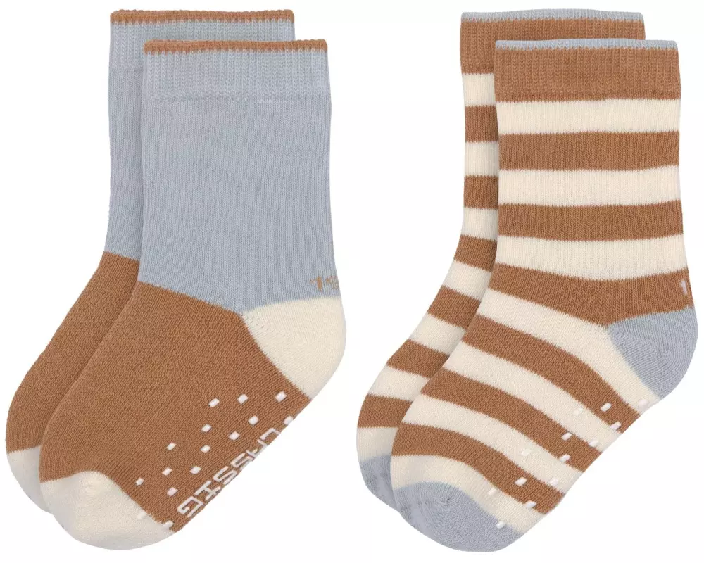 Lässig Antirutsch-Socken 2er-Set Hellblau Karamell Gr. 23 - 26