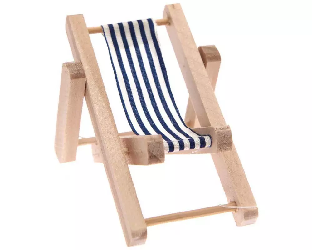 Rico Design Mini-Möbel Liegestuhl 5.5 x 8 cm, Blau-Weiss