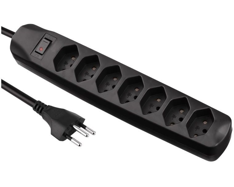 S-ELECTRO Steckdosenleiste 85.110.7SZ 7x T13 mit Schalter, schwarz