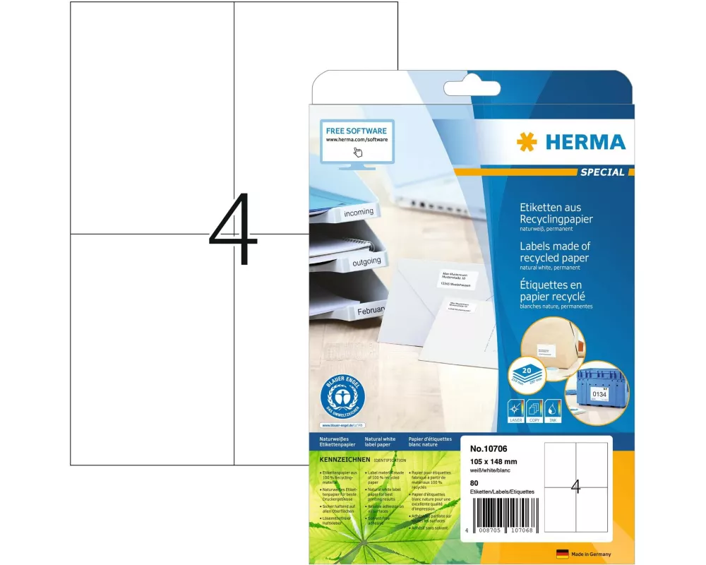 HERMA Universal-Etiketten 105 x 148 mm, 20 Blatt