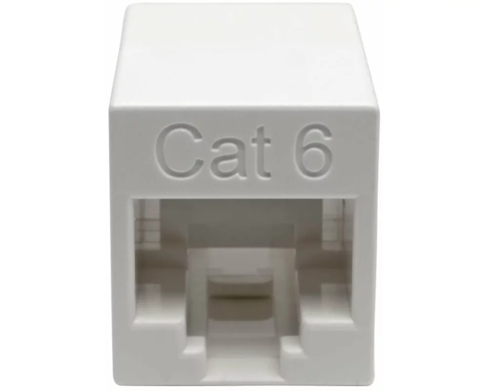 EATON TRIPPLITE Cat6 Straight-Through, Modular, Compact, In-Line Coupler, RJ45, F/F, White, TAA