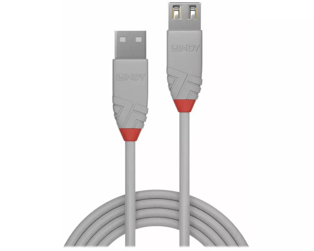 LINDY Anthra Line USB Cable, USB 2.0, USB/A-USB/A M-F, 3m, grey