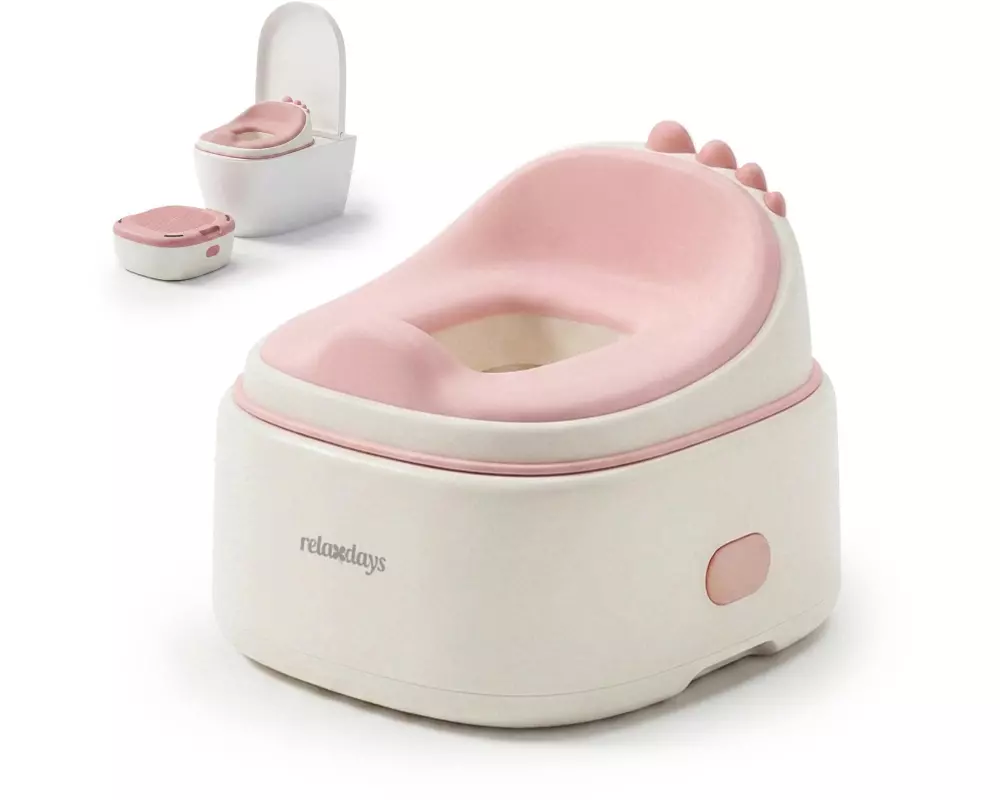 relaxdays Dino 4-in-1 Kunststoff Weiss Rosa