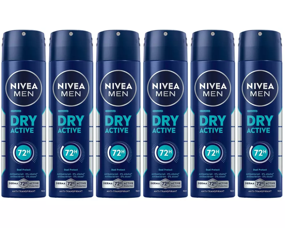 NIVEA MEN Deo Spray Dry Active 6 x 150 ml