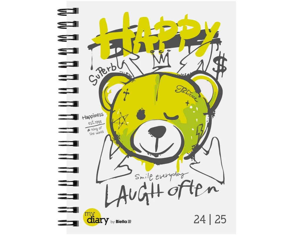Biella Schüleragenda Mydiary Happy 24/25 FSC, 3½T/1S, 12 x 16.5 cm