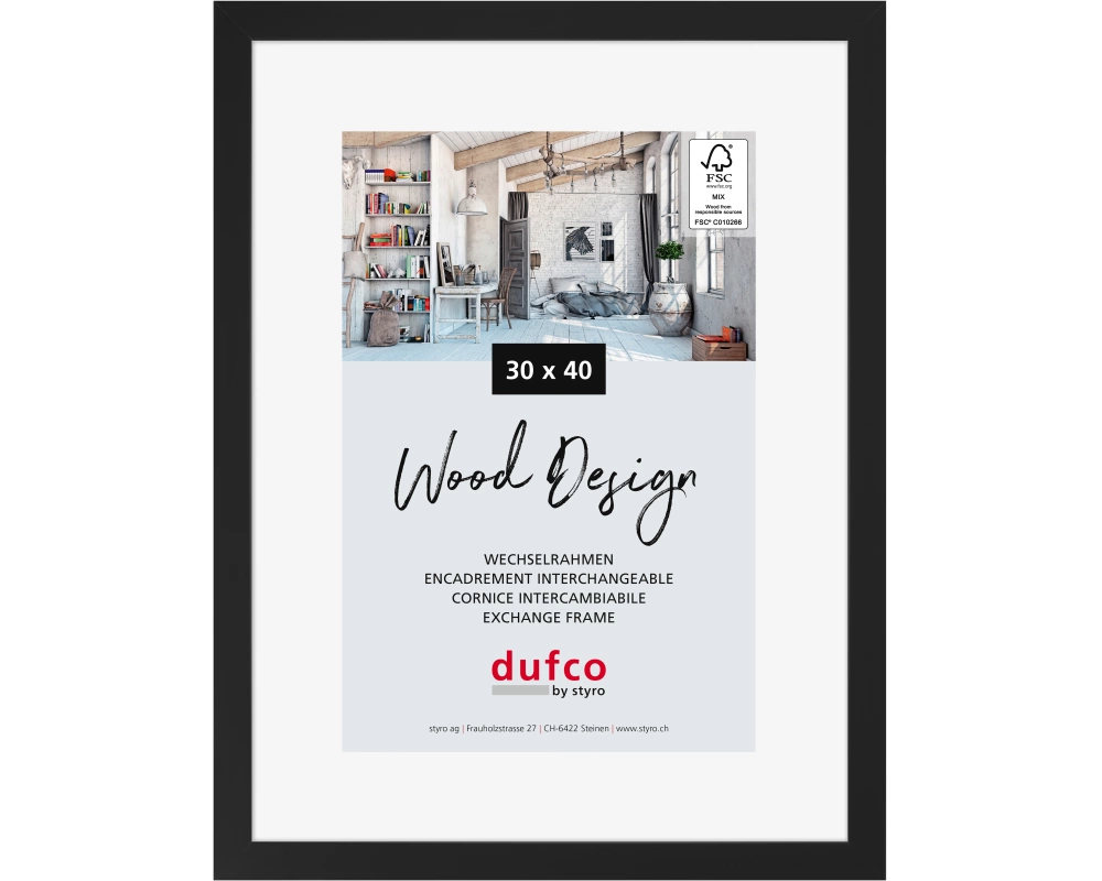 DUFCO Holz-Bilderrahmen 30x40cm 1610.80109 Toronto schwarz