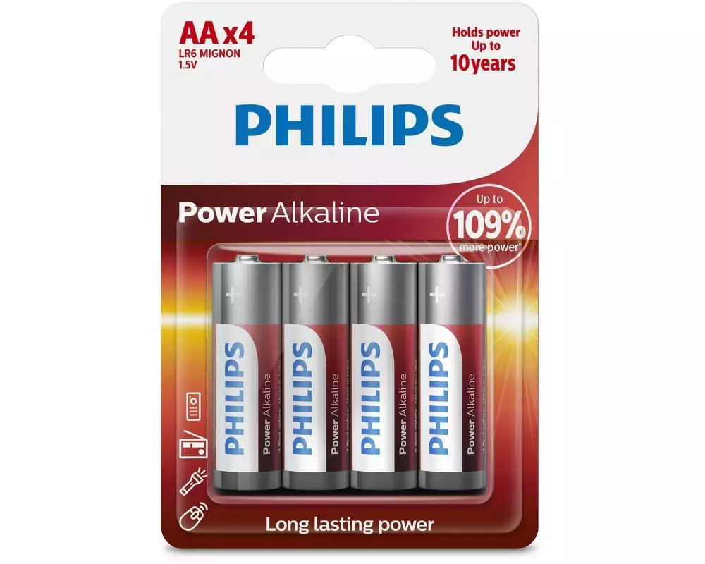 Philips Batterie Power Alkaline AA , 4 Stück