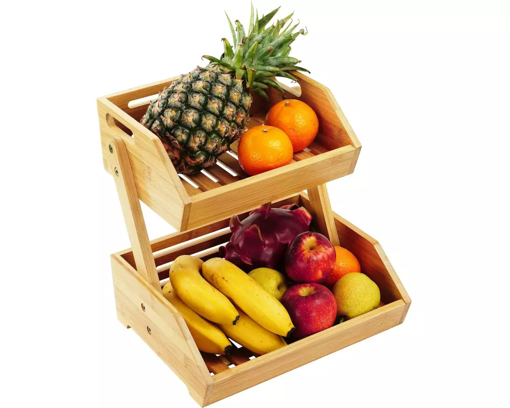 relaxdays Etagere für Obst 2er, Hellbraun