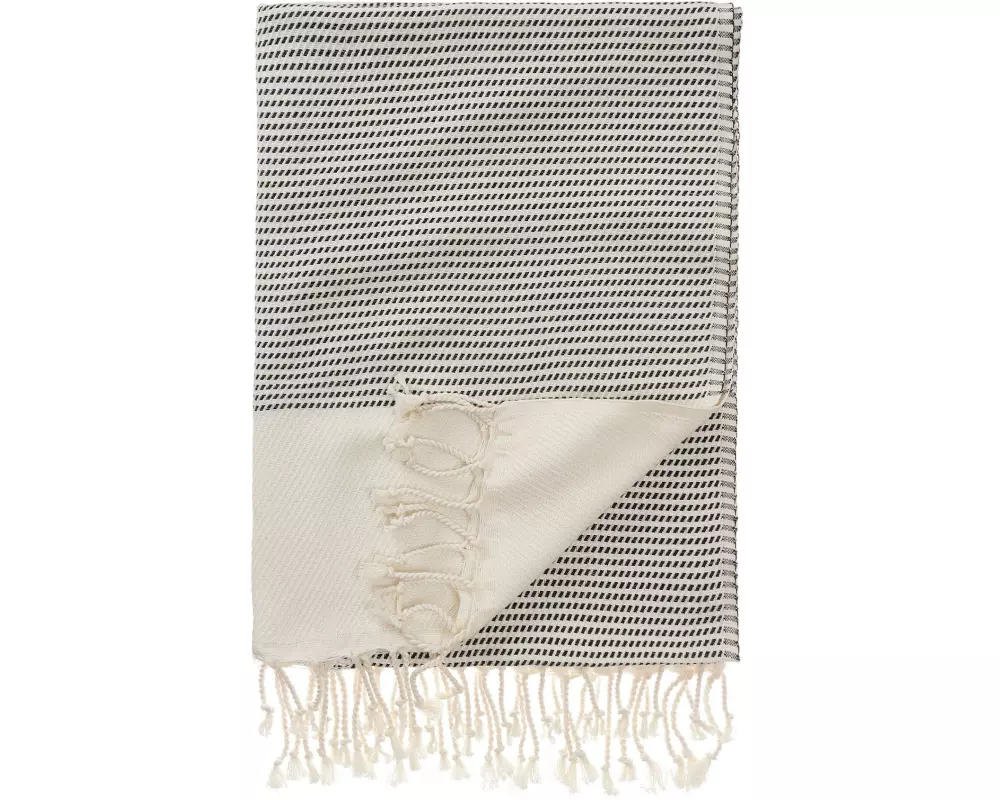 Urbanara Strandtuch Bolu 95 x 180 cm, Schwarz / Naturweiss