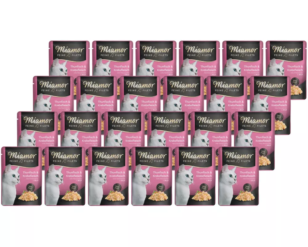 Miamor Nassfutter Feine Filets Thun & Krebs in Gelée, 24 x 100 g