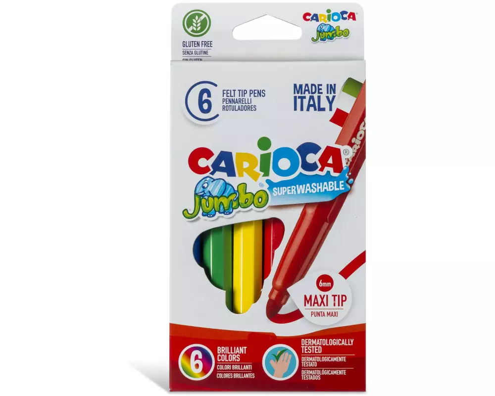Carioca Fasermaler Jumbo Box E-6 6 Stück, Mehrfarbig