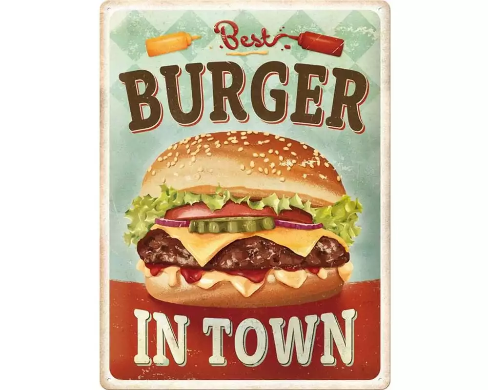 Nostalgic Art Schild Best Burger in Town 30 x 40 cm, Metall