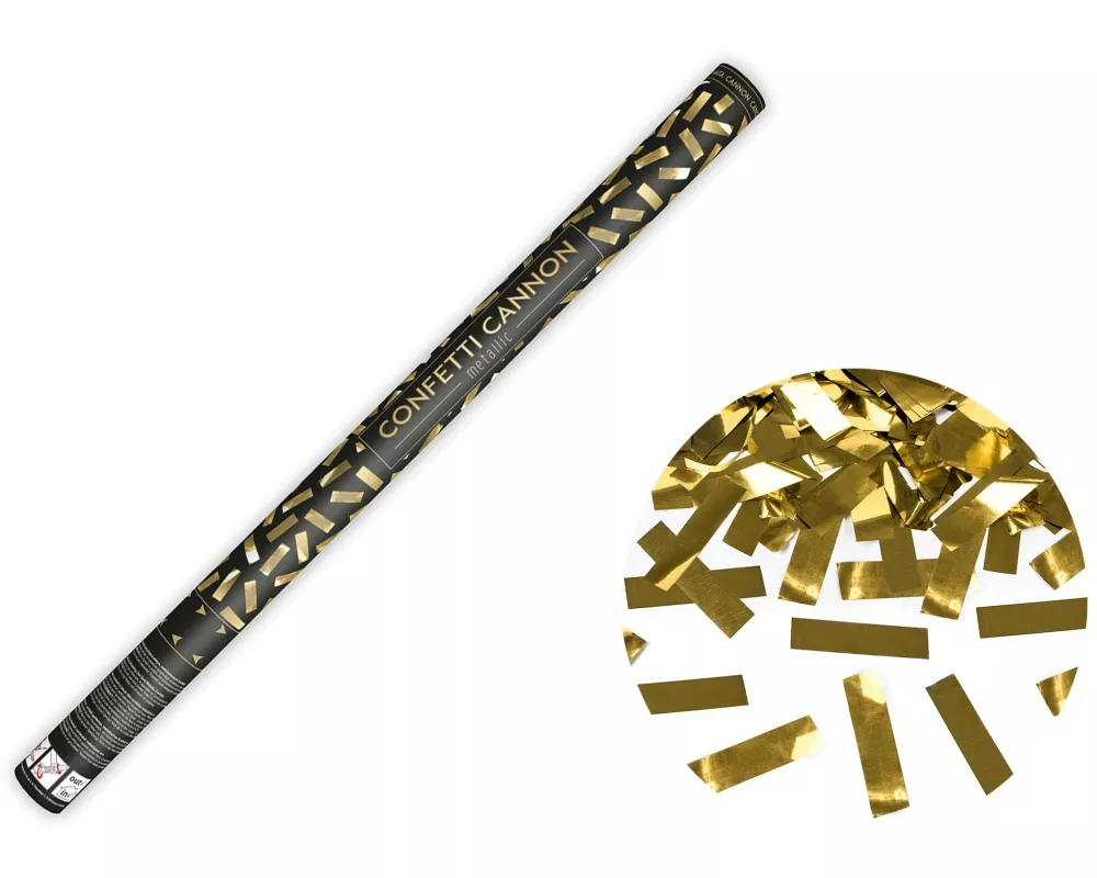 Partydeco Konfettikanone Streifen Gold, 80 cm