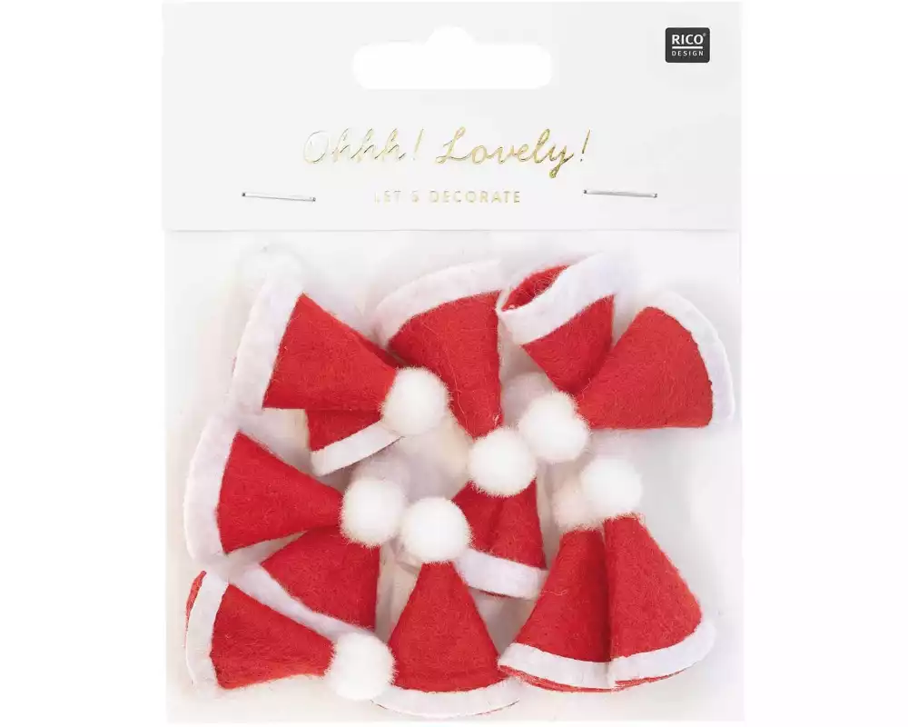 Rico Design Weihnachtsdeko Mützli 12 Stück, Rot