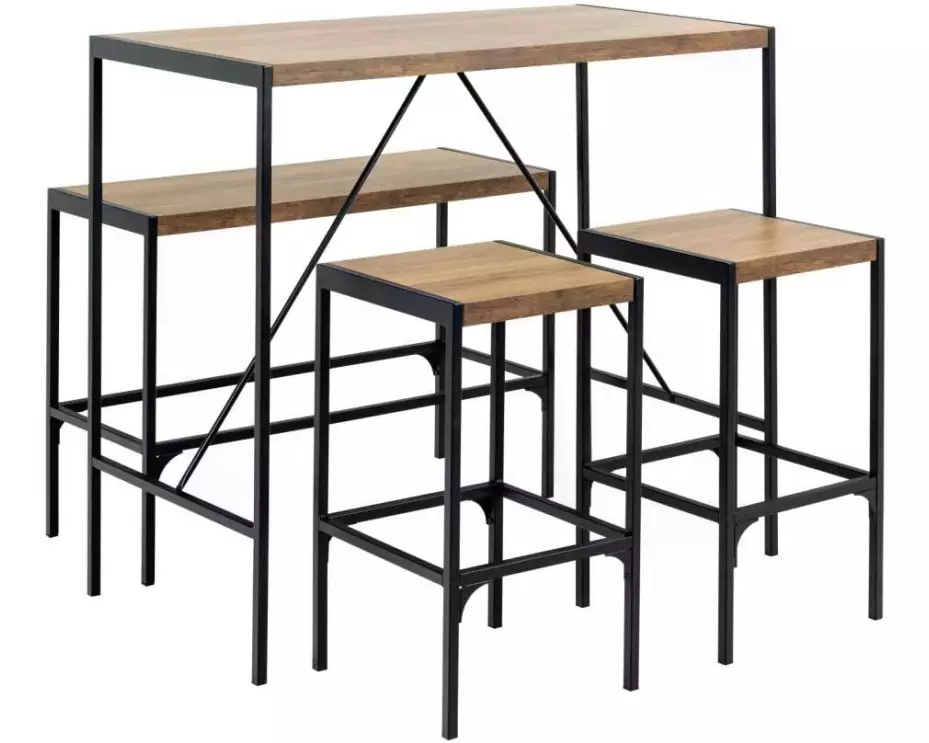 AC Design Bartisch Bahamas 4-er Set, Braun/Schwarz