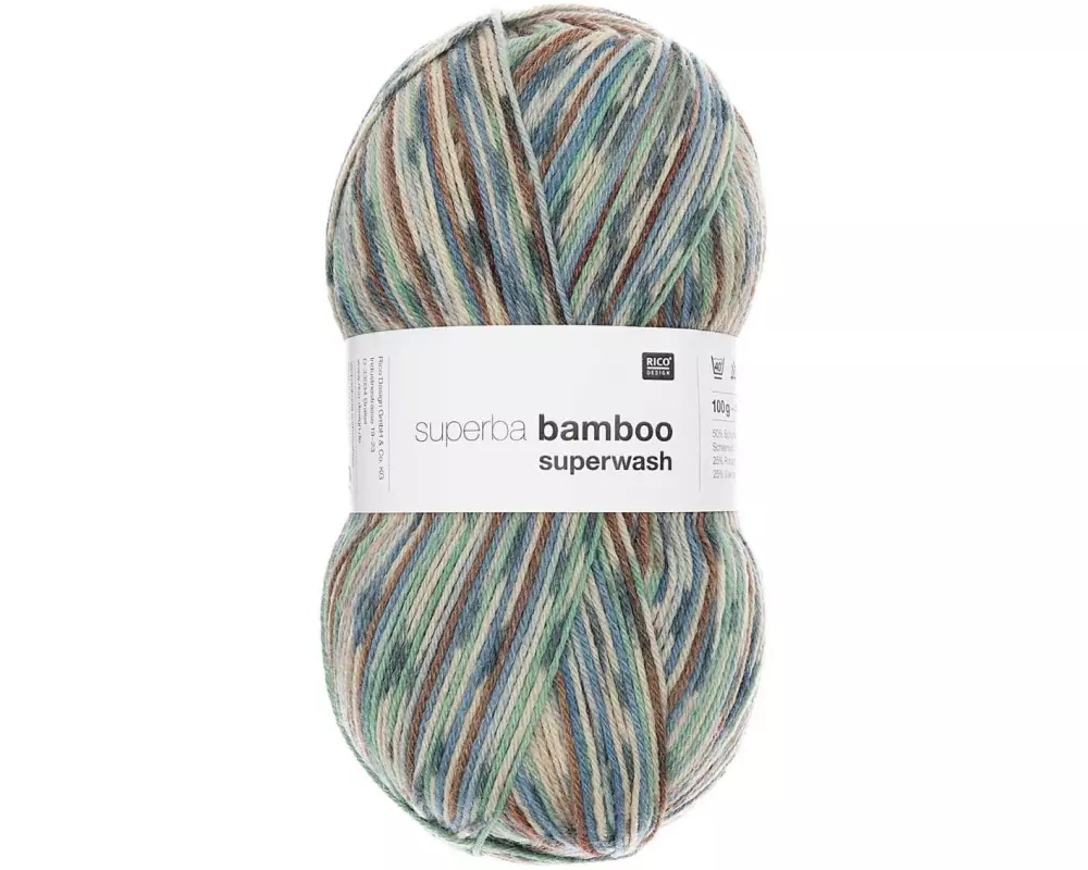 Rico Design Wolle Bamboo für Socken 4-fädig, 100 g, Blau; Beere