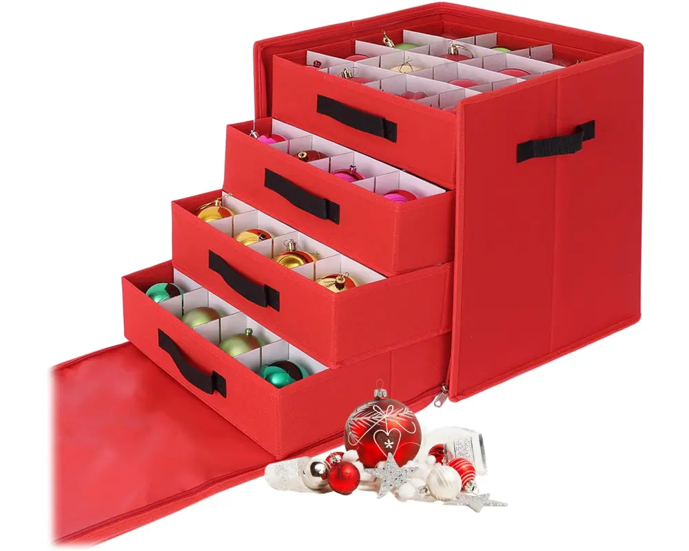 relaxdays Aufbewahrungsboxen Weihnachtskugeln Rot