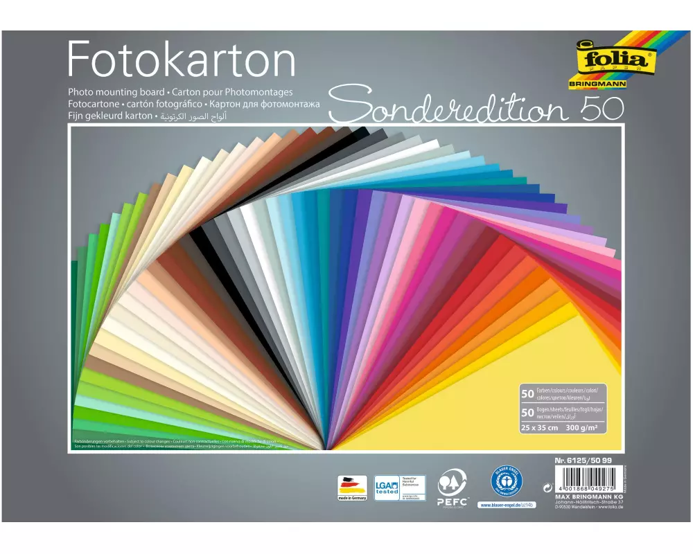 Folia Fotokarton 50er Pack sortiert Mehrfarbig