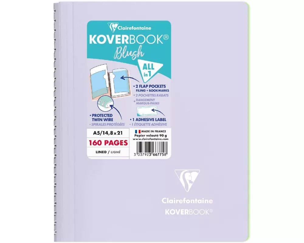 Clairefontaine Notizbuch Blush A5, liniert, Lila