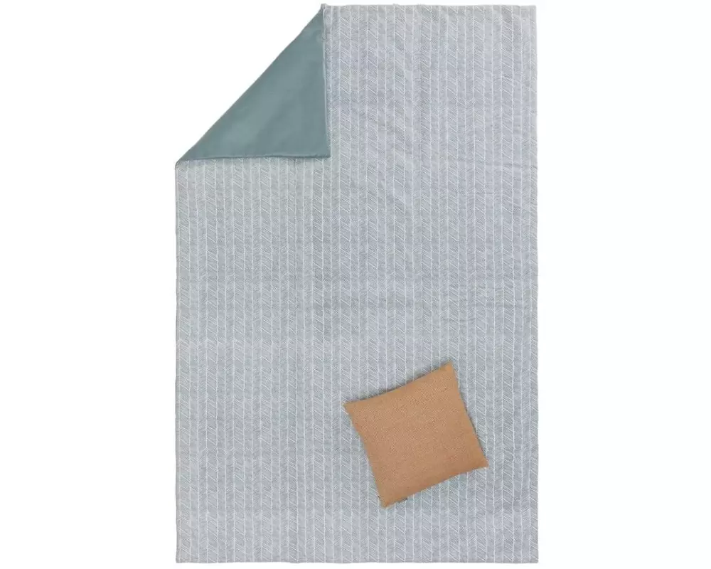 Urbanara Picknickdecke Mallur 130 x 190 cm - Grüngrau / Weiss