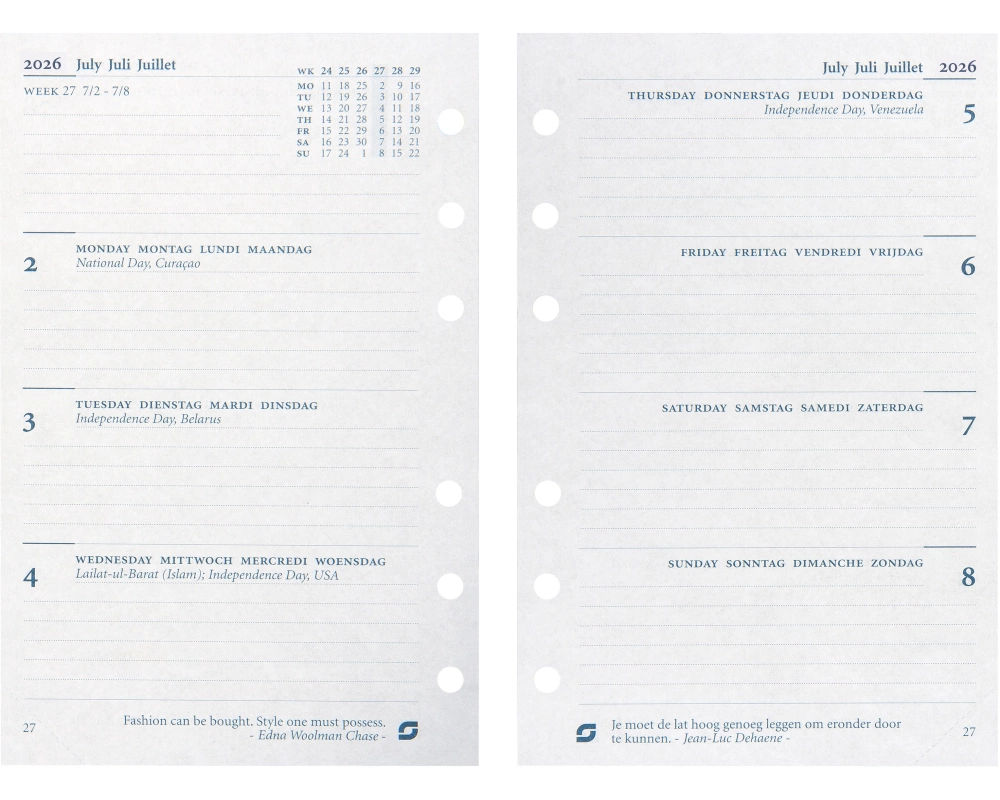 SUCCES Agenda Senior 2026 845207000026U 1W/2S Ersatzkal. 9.5x15cm