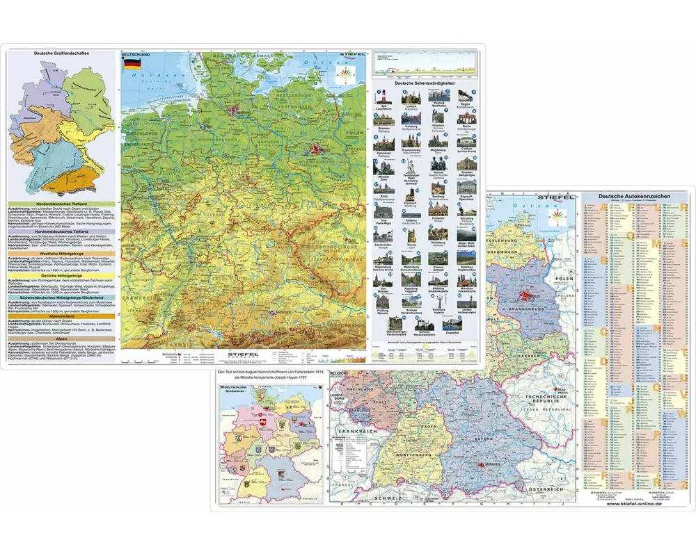 Deutschland physisch/politisch mit Basiswissen Duo-Schreibunterlage