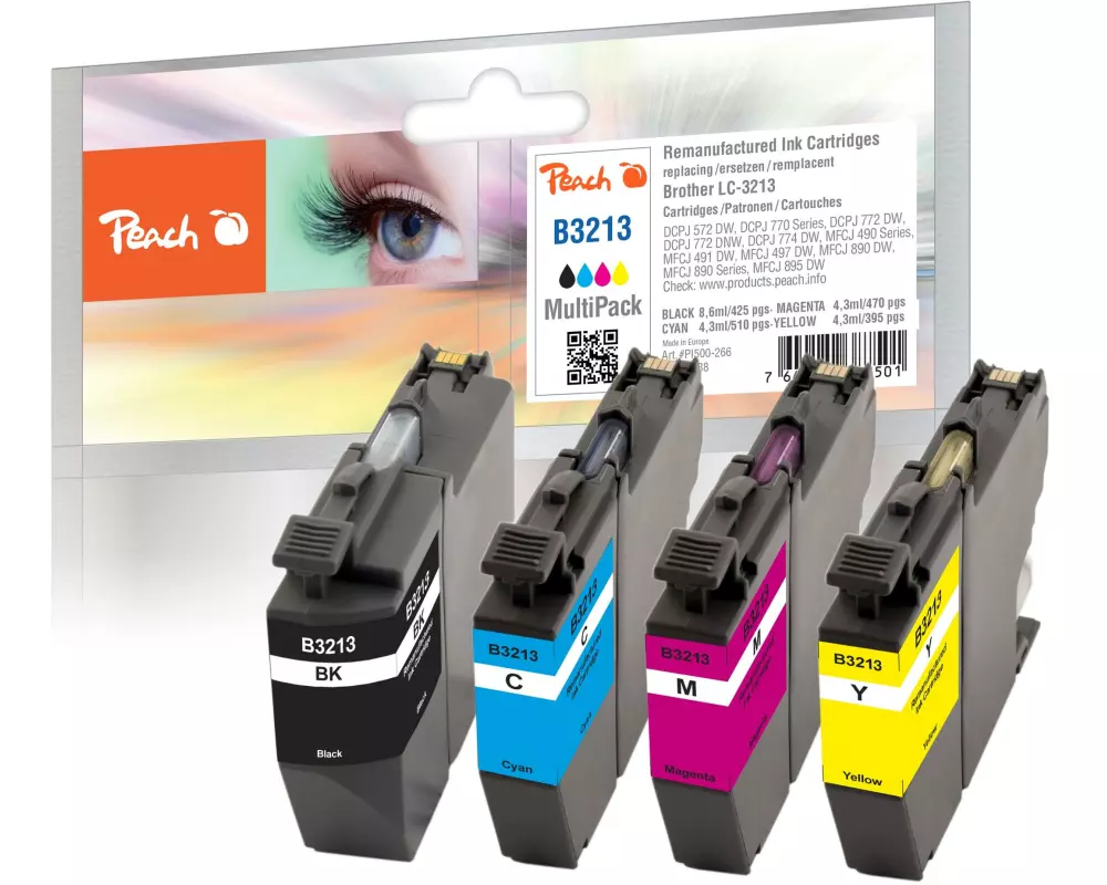 Peach Tinte Brother LC-3213, Multi-Pack C, M, Y, BK