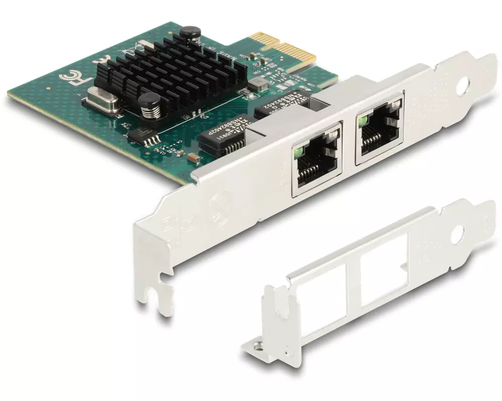 Delock Netzwerkkarte 2x RJ45 Gigabit, PCI-Express x1