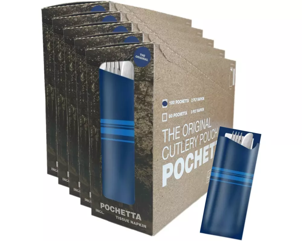 Pochetta Einweg-Besteckset Classic Stripes, 500 Stück, Blau