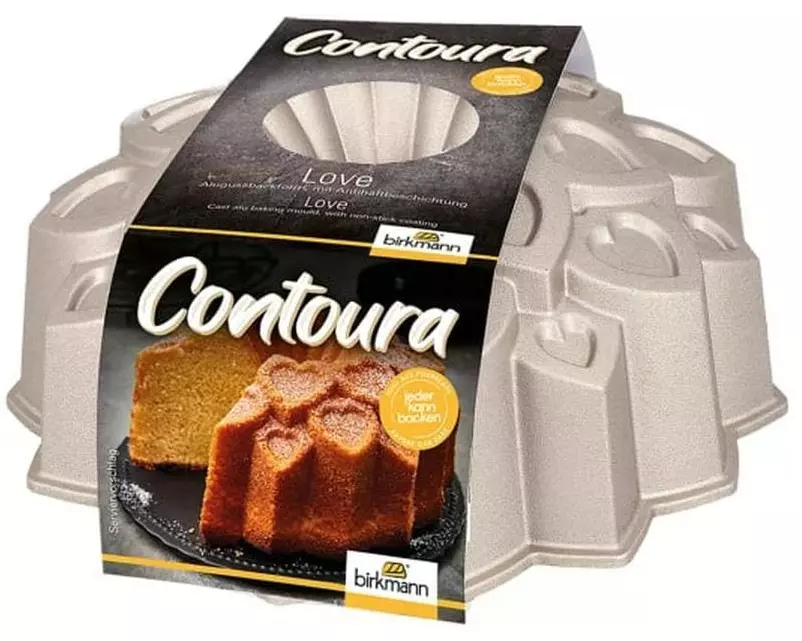 RBV Birkmann Gugelhupf-Backform Contoura Love 25 cm, Gold