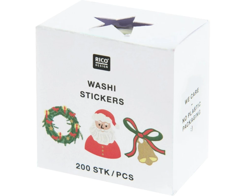 Rico Design Bastelset Washi Sticker Weihnachtsmann 200 Stück