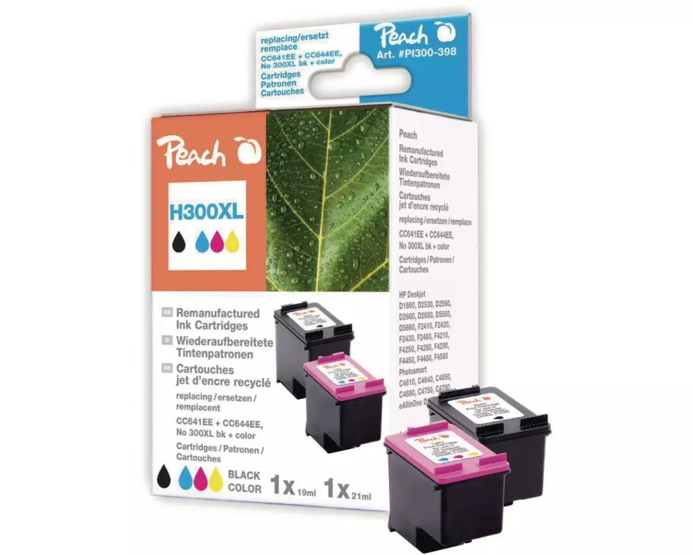 Peach Tintenset HP Nr. 300XL (CC641EE/CC644EE) BK, C, M, Y