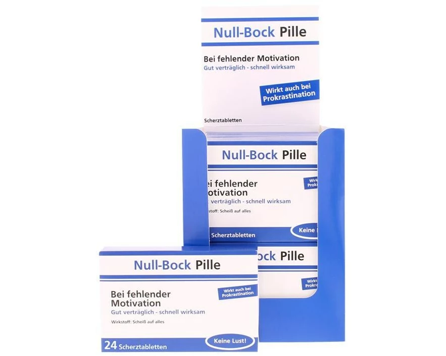Trend Import Scherztabletten Null bock Pille 22 g, aus Schokolade