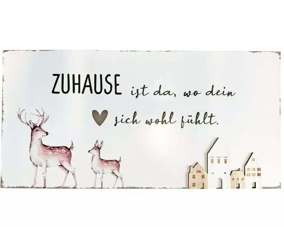 Dameco Türschild Zuhause ist da, wo dein Herz... 20 x 40 cm