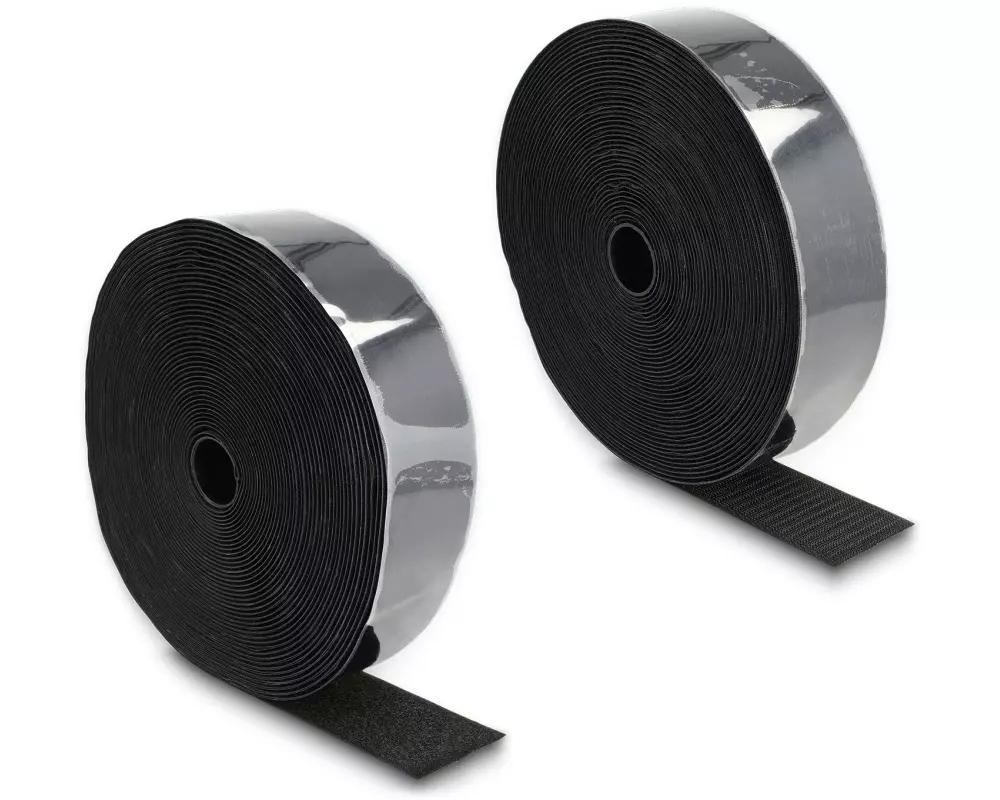 Delock Klettband 15m x 50mm Strapazierfähig Schwarz