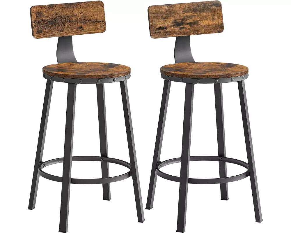 VASAGLE Barhocker aus Holzpanplatte, 2er Set 49.5 x 63 cm, Braun