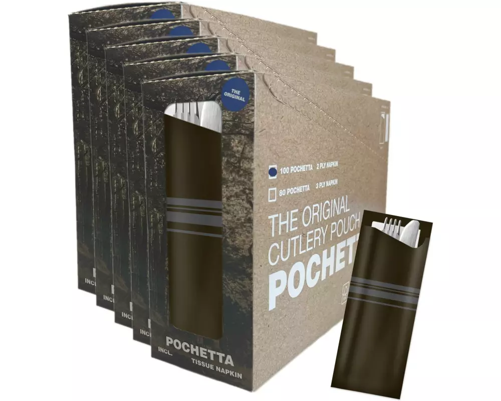 Pochetta Einweg-Besteckset Classic Stripes, 500 Stück, Schwarz