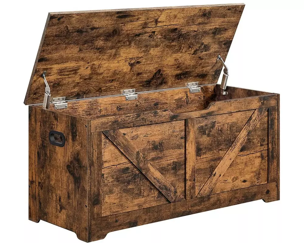 VASAGLE Sitztruhe 100 x 40 x 46 cm, Vintagebraun