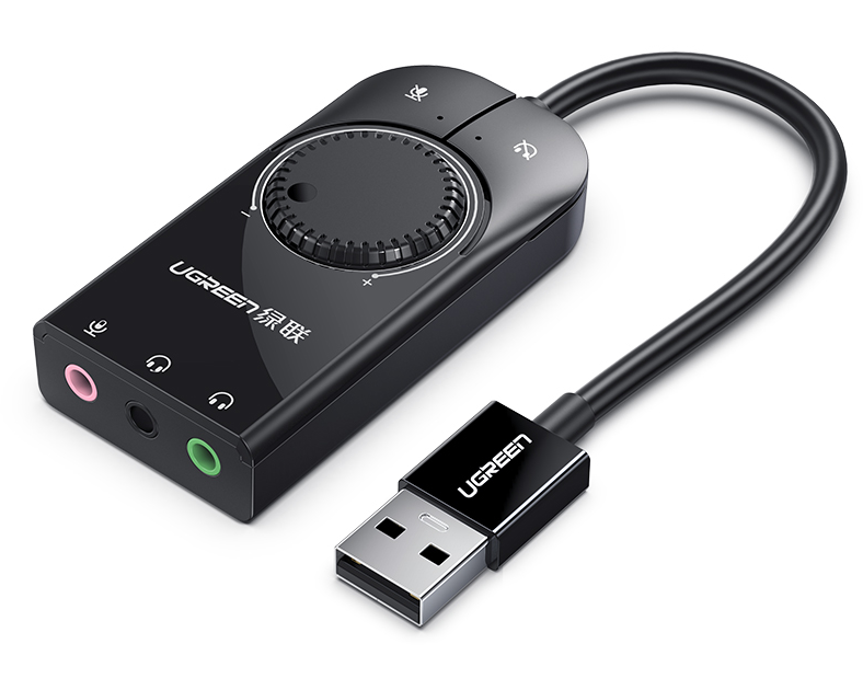 UGREEN External USB Sound Adapter 40964 15cm, Black
