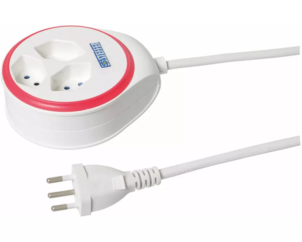 STEFFEN Steckdosenleiste STEBA DISC 3 T13 Weiss / Rot