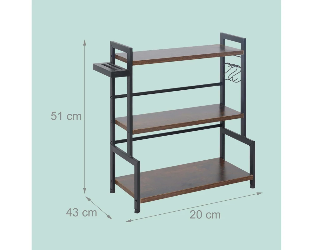 relaxdays Gewürzregal 3 Etagen MDF Metall Industrial-Style